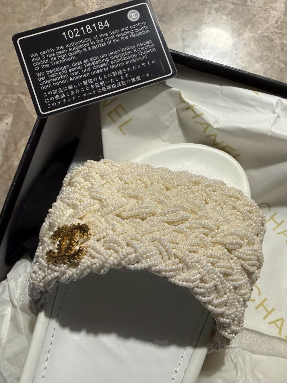 Stunning pearl beaded slides with Box! - Picture 2 of 7